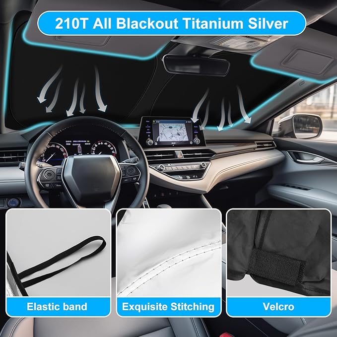 SHINEHOME Car Windshield Sun Shade Compatible with 2026 2025 2024 2023 2022 2021 2020 2019 2018 Camry LE XLE Hybrid SE XSE Sedan Accessories 2026 Upgrade Foldable Sunshade Custom Windshield Sun Visor