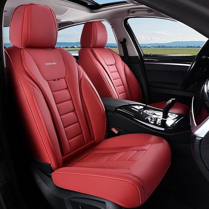 Coverado Car Seat Covers, Front Covers for Cars, Car Seat Cover Front Seats, Automotive Seat Cover, Waterproof, Leather Car Seat Cushion, Universal Interior Covers Seat Protectors for Most Cars