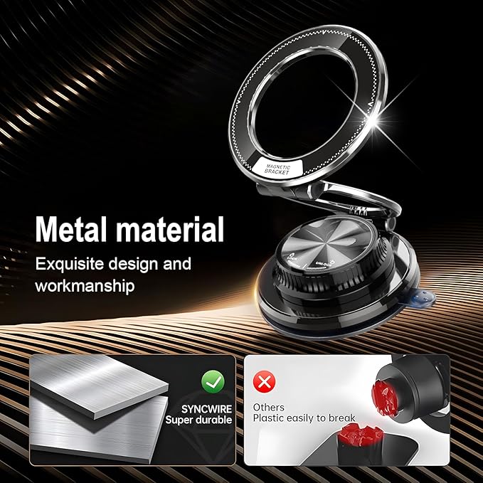 Magsafe Car Mount, Magnetic Car Phone Holder for Dashboard & Windshield, Strong Magnet 360° Rotation Phone Holders for Your Car Compatible with iPhone 12-17 Pro Max & Android Phones