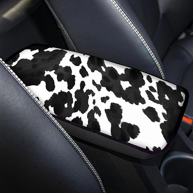 Cow Print Armrest Cover for Car,Soft Car Center Console Cover,Universal Cars Interior Accessories for Women