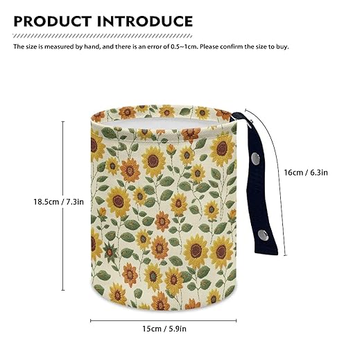 Brosoneto Sunflower Print Car Trash Can Portable Collapsible Back Seat, Front Seat, Floor, or Hanging Headrest Waste Basket Car Accessories Interior for Women