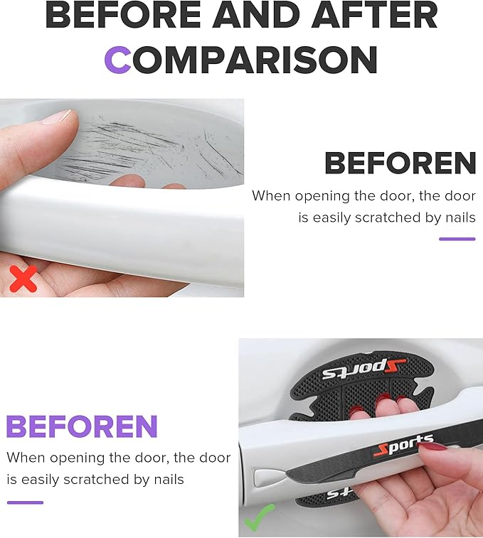 8PCS Car Door Protector,Car Door Handle Scratch Protector,Non-Marking Self Adhesive Doors Handle Protection Bowl Sticker,Suitable for Most Cars,Trucks,SUVs,RVs,and Commercial Vehicles
