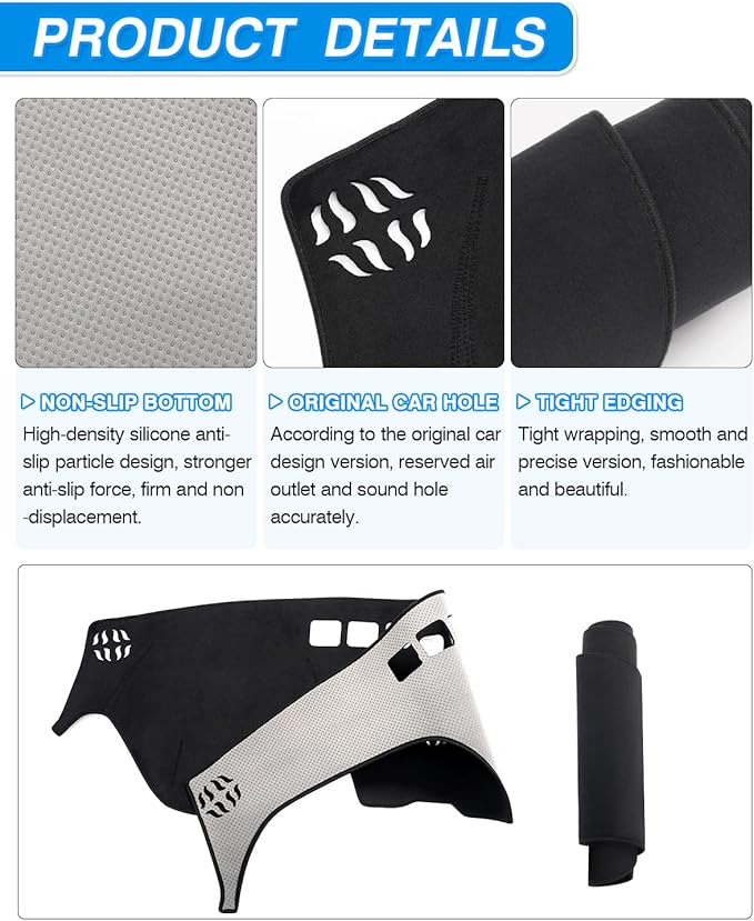 CARTIST Dashboard Cover Custom Fit for Hyundai Santa Fe 2019 2020 2021 2022 2023 Accessories Dash Cover Mat Pad Black （Without HUD）