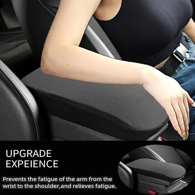 RAKSONIC Upgrade Car Console Armrest Pad,Car Armrest Cushion with Comfortable Memory Foam,Premium Material Car Armrest Cover,Universal Car Center Console Pillow,Car Accessories(Black1)