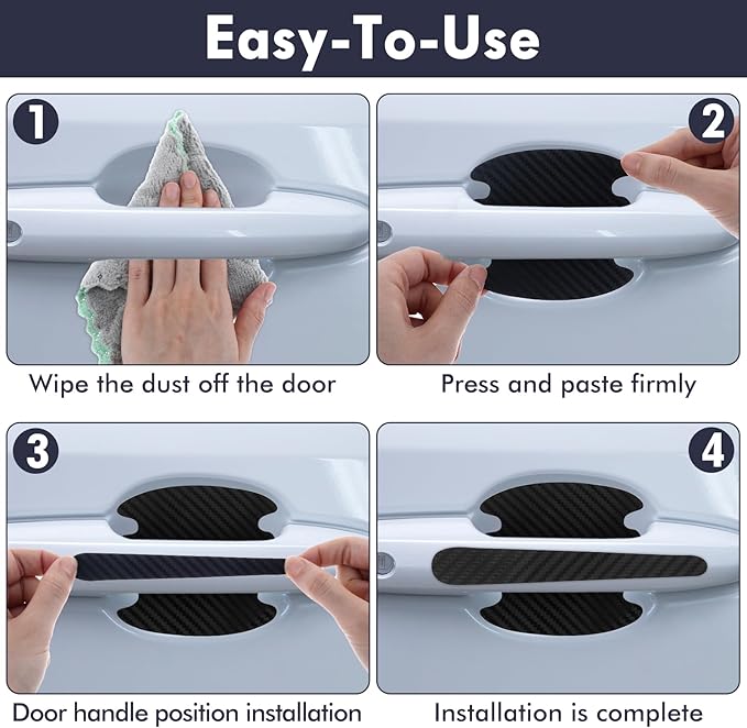 16pcs Car Door Handle Scratch Protector,Car Door Handle Protector Film, Protective Sticker-Anti-Scratches, Non-Marking,Easy Application (Black)