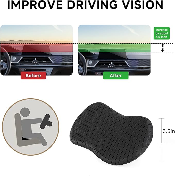 Car Seat Cushion - Memory Foam Car Seat Pad - Sciatica & Lower Back Pain Relief - Car Seat Cushions for Driving - Road Trip Essentials for Drivers(3D Black)