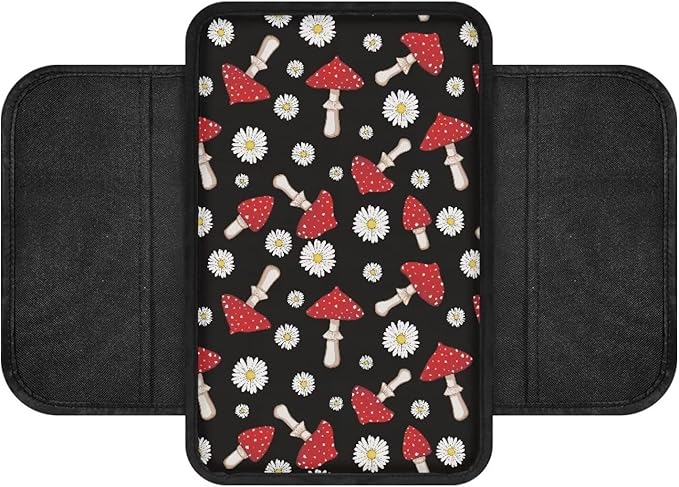 Dreaweet Mushroom Car Accessories Center Console Cover with Pockets Armrest Cover for Car Truck Van,Car Arm Rest Cover Pad Universal Center Console Cushion Pad