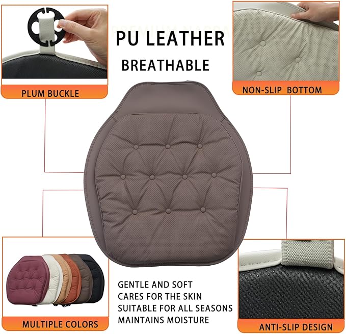 ontto Cooling Car Seat Cushion,Universal Auto Front Bottom Seat Cover for Most Vehicles,PU Leather Seat Protector Refreshing and Non-Slip Seat Pad,Dark Brown(1 PC)