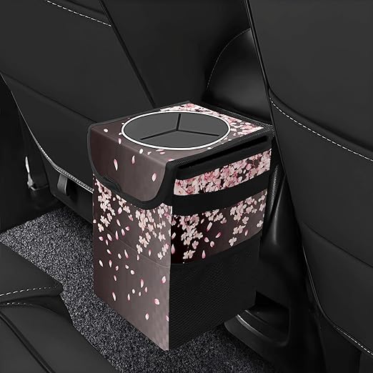 GVGHIDZ Car Trash Can – Multi-Purpose, Lightweight and Portable with Durable Water-Resistant Coating, No Installation Required, Practical and Ample Capacity, Variety of Colors.Pink Falling Petals