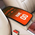 Custom Car Armrest Cover,Add Personalized Name and Number As Gifts for Loyal Football Fans,Auto Center Console Pad Car handrail Box Cushion,Fit for Most Car