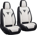 LPDK Fit for Kia Sportage Car Seat Covers Front Set 2pcs with Waterproof Leather,Lumbar Muscle Pain Healing Function,Airbag Compatible Automotive Breathable Seat Protectors(Black White)
