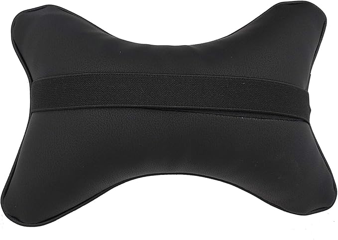 Thomakoo Car Neck Pillows 2pcs Pack Car Headrest Pillow Pu Leather Car Cervical Pillows for Traveling Car Pillows Filled by Fiber (Black Red)