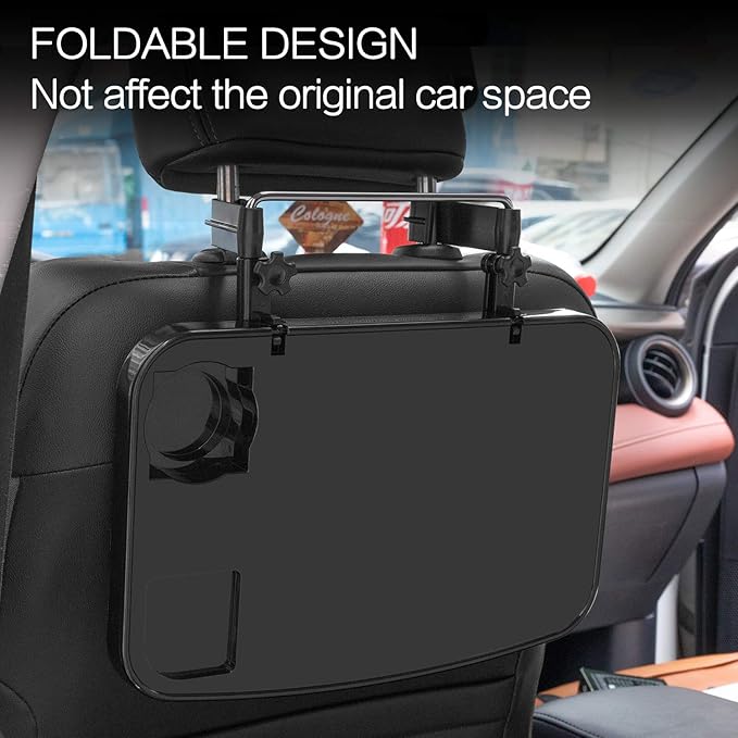 AutoChoice Foldable Car Seat Back Portable Tray for Food Dining Drink and Laptop, Hanging Car Steering Wheel Tray (Black)