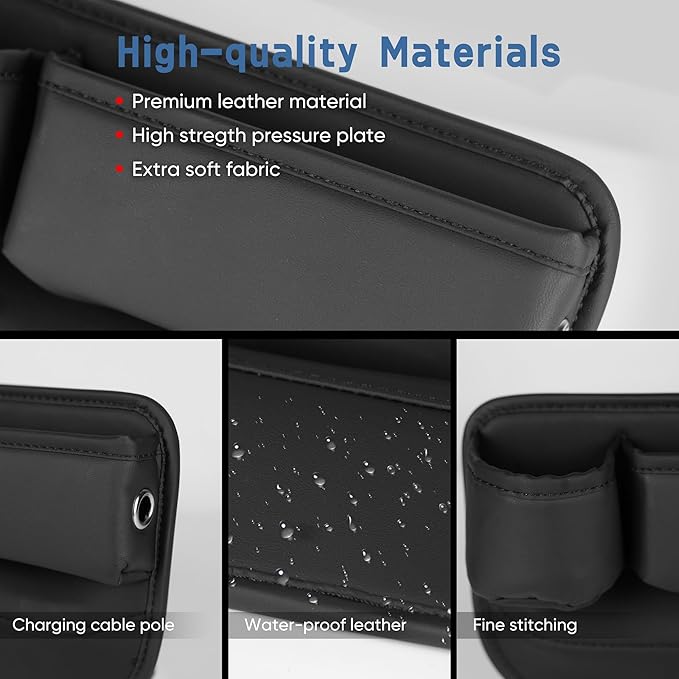 Tilirex Universal Car Seat Gap Filler Organizer, Premium Leather Car Seat Organizer, Seat Gap Storage Box with Cup Holder for Drink, Front Seat Gap Bag for Phone, Sunglasses,Keys, 2 Packs (Left+Right)