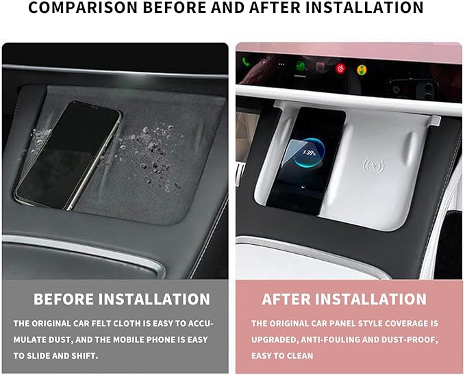Upgrade fit Tesla Model Y(2019-2023) Center Console Wireless Charger Mat - Silicone Cover with Wireless Charging Phone Pad, Interior Accessories for Tesla Model Y(for White)