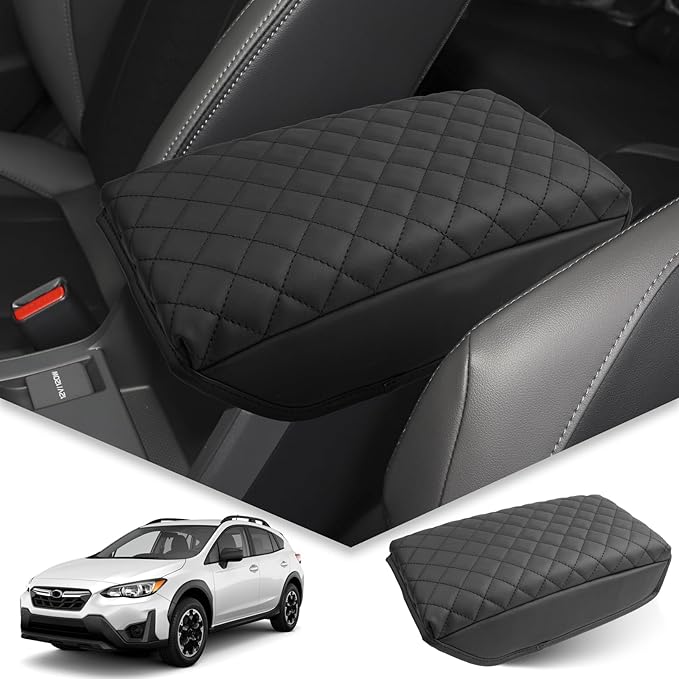 BIBIBO for 2024 Subaru Crosstrek Center Console Armrest Cover,Armrest Cushion 2023 2024 Subaru Crosstrek /2024 Subaru Impreza Arm Rest Cover, Crosstrek Car Arm Rest Pad Cover, (Black-Without Pocket)