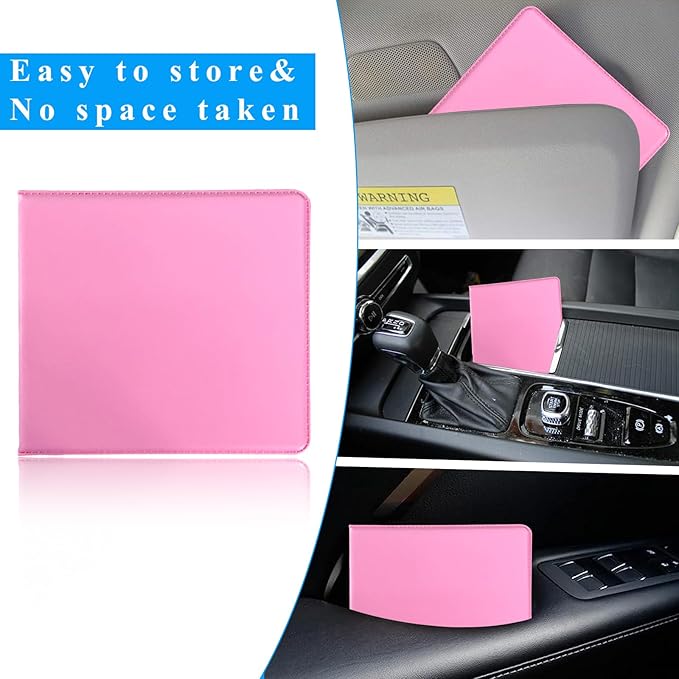 Kewucn 4 PCS Car Registration Insurance Holder, Essential Auto Card Glove Box Organizer, Vehicle Interior Accessories Perfect for Most Car, Truck, SUV (10.55''×4.8'', Pink)