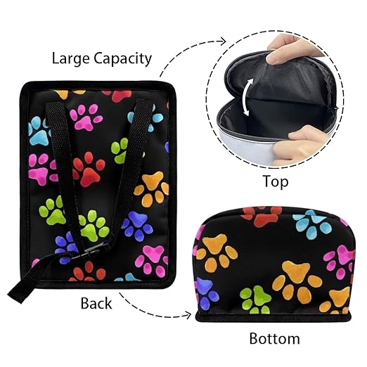 Rainbow Dog Paw Print Car Trash Can Automotive Car Trash Bag with Lid Collapsible Waterproof Car Organizers and Storage Car Accessories for Women