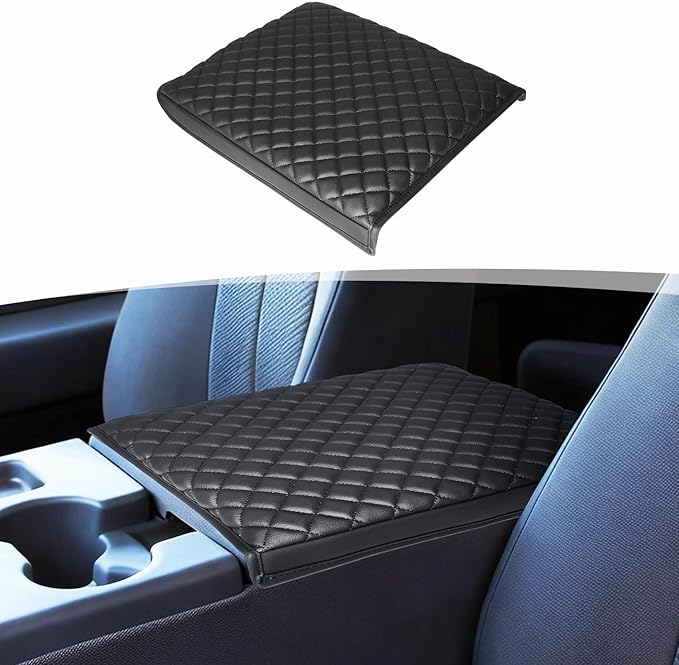 Center Console Armrest Cover for 2011 2012 2013 2014 Ford F150 Accessories, Vinyl Leather Middle Console Lid Protector Cushion Pad, Black(Fits Jump Seat Only)