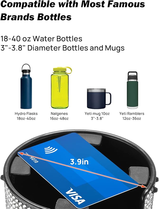 JOYTUTUS Upgraded Car Cup Holder Expander with Offset Base, Fit for YETI, Hydro Flask, Large Cup Holder Expander for Car Hold 18-40 oz Bottles and Mugs, Other Bottles in 3.4"-3.8"(Bling)