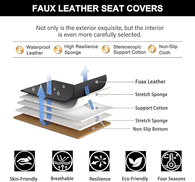 YORKNEIC Seat Covers Fit for Hyundai Ioniq 2017-2024 Front Seat Covers Leather Vehicle Seat Cushion for Ioniq with Airbag Compatible(2 Seats,Black&Grey)