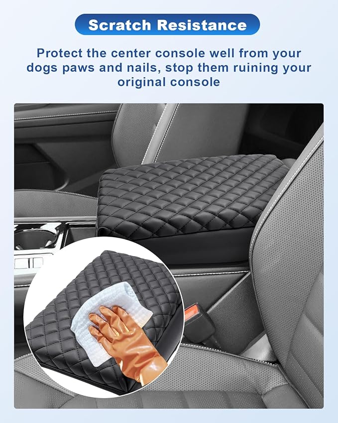 CDEFG for 2024 2025 2026 VW Volkswagen Atlas Center Console Cover for 2024 2025 2026 VW Atlas Cross Sport Accessories Armrest Cover Middle Console Pad Arm Rest Cushion(Black Thick Pad)