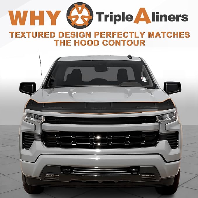 TripleAliners Hood Deflector Protector Compatible with 2019-2025 2026 Chevy Silverado1500 Accessories Hood Protector TPE Bug Deflector Shield Replacement(No for ZR2, Custom Trail Boss & LT Trail Boss)