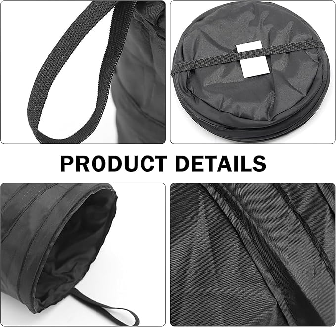 Shakas Car Trash Can, Pop-up Collapsible Car Trash Bin, Waterproof Hanging Car Trash Bag, Portable Foldable Multifunctional Accessories Car Trash Bin (Black)