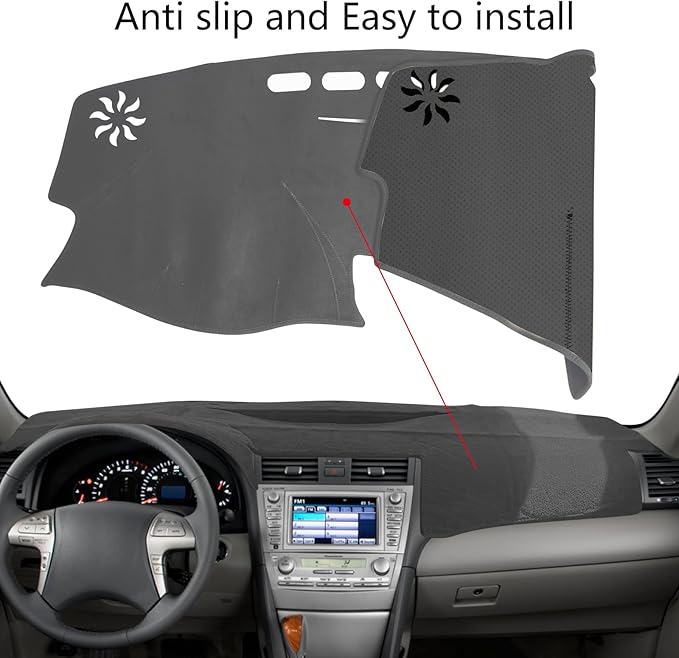 Dash Cover Mat Custom Interior Center Console Compatible with Toyota Camry 2007 2008 2009 2010 2011 Dashboard Cover Pad Carpet Protector (Gray)