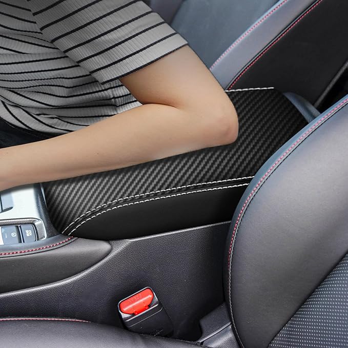 for Honda 11th Accord 2023 2024 Center Console Cover Anti-Scratch Waterproof Leather Armrest Pad Protector Cushion Interior Accessories(Carbon Fiber + Black)