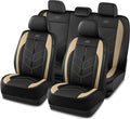 Skechers Car Seat Covers,Luxury Faux Leather Seat Covers,Waterproof Anti Slip Car Seat ProtectorFull Set,Car Accessories Airbag Universal Fit for Most Cars,Vans,Trucks,SUV,Beige