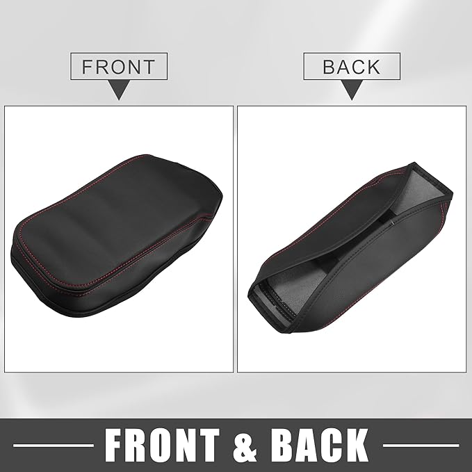 Car Center Console Pad Waterproof Armrest Seat Box Cover Protector Black Pad Red Line for Nissan Sentra 2013-2019
