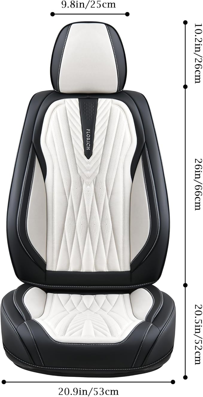 FLORICH Car Seat Covers Full Set, Leather Seat Covers for Cars 5 Seats, Waterproof Car Seat Protector,Automotive Seat Covers & Accessories Fit for SUV Sedan Truck-Black&White