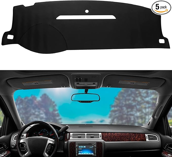 Dashboard Dash Mat Cover Leather Dashboard Pad Sun Protection Compatible for 07-14 Chevy Tahoe Suburban Denali Avalanche GMC Yukon/XL,07-13 Chevy Silverado Sierra