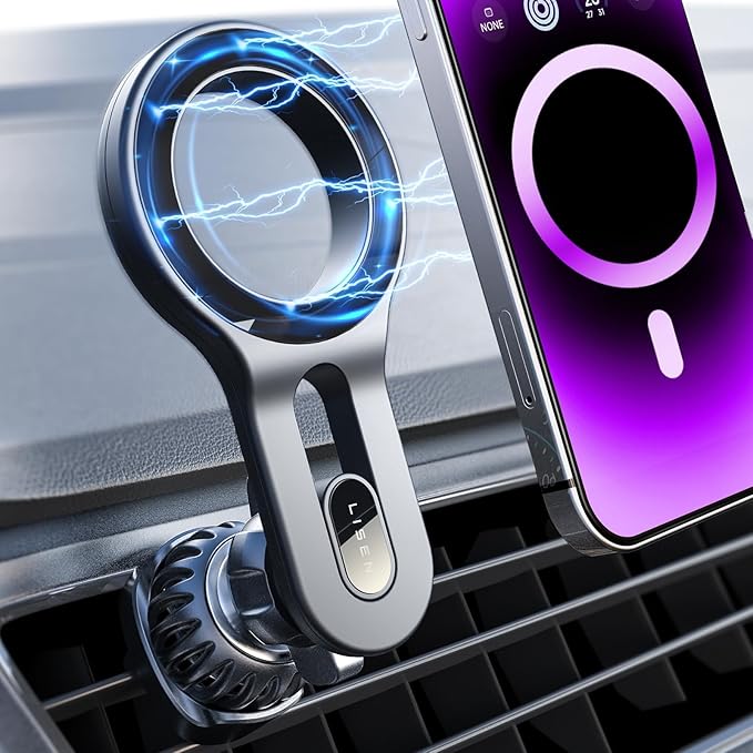 LISEN for MagSafe Car Mount, 2026 Magnetic Phone Holders for Car Air Vent Phone Mount [Ultra-Magnetic] Hands Free Cell Phone Holder Car Accessories Gifts for Men Women fit iPhone 17 16 15 14 13 12 Pro