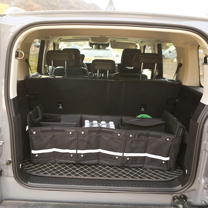 ROCK CLOUD Car Trunk Organizer with Cooler Bag Vehicle Organizers Storage Multi Compartments Collapsible for Auto SUV Truck Minivan Sedan