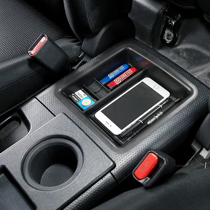 EDBETOS Center Console Organizer Tray Compatible with Toyota FJ Cruiser Accessories 2007-2021 2018 2019 2020 Interior Secondary Armrest Storage Box Insert Tray,Black