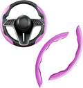LevChall Carbon Fiber Steering Wheel Cover, 2-Piece Set Anti-Skid Comfortable Grip Segmented Butterfly Design, Easy Snap-On Installation Universal Fit 99% Cars, Pink