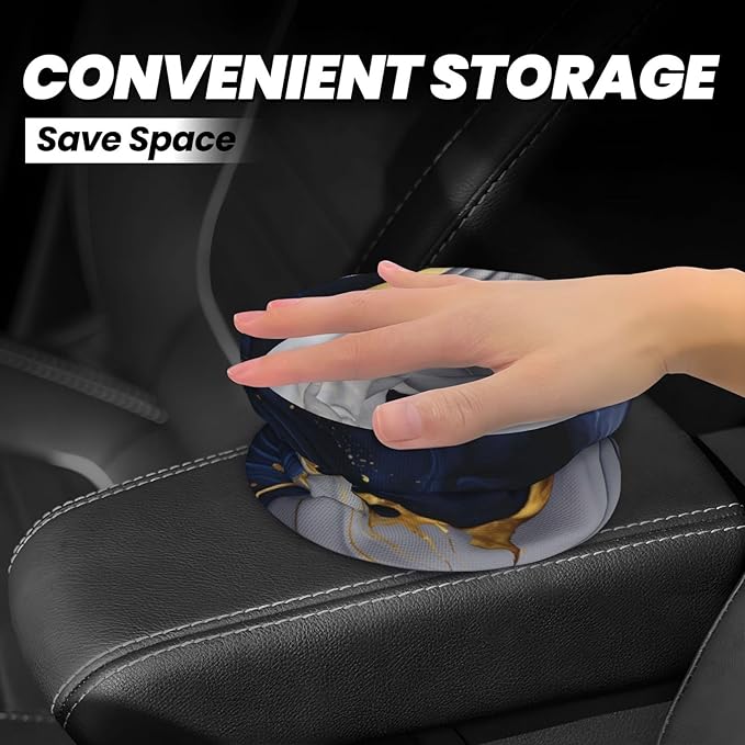 Marble Car Trash Can,Car Accessories Waterproof Car Organizer Foldable Portable Trash Bin Can Be Hung on The Back Seat Garbage Can for Various Cars