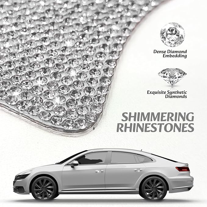 10PCS Bling Car Door Handle Protectors, 4 Door Bowl Stickers + 6 Handle Strips, Crystal Rhinestone Anti-Scratch Car Accessories, Sparkling Auto Decor Decals, Universal for SUV Sedan Truck (White)