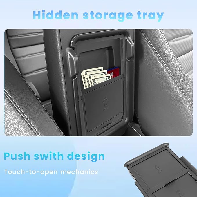 Neepiar 4PCS Center Console Organizer Compatible with 2023 2024 2025 2026 Honda CRV Secondary Box Insert Divider Armrest Storage Tray Hidden Storage Tray Cup Holder Interior Accessories