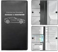 Car Registration and Insurance Holder, 10.39''×9.56'' Essential Auto Card Document Glove Box Organizer with Closure, Universal Car Interior Accessories (Black, Smooth Car)