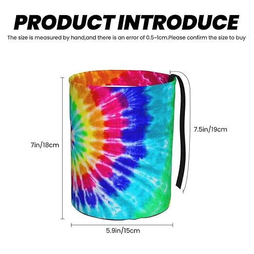 Colorful Tie Dye Car Trash Can Leak Proof Hanging Waterproof Garbage Can Multipurpose Trash Bin for Car SUV Front Seat Headrest Collapsible and Portable Storage Pocket