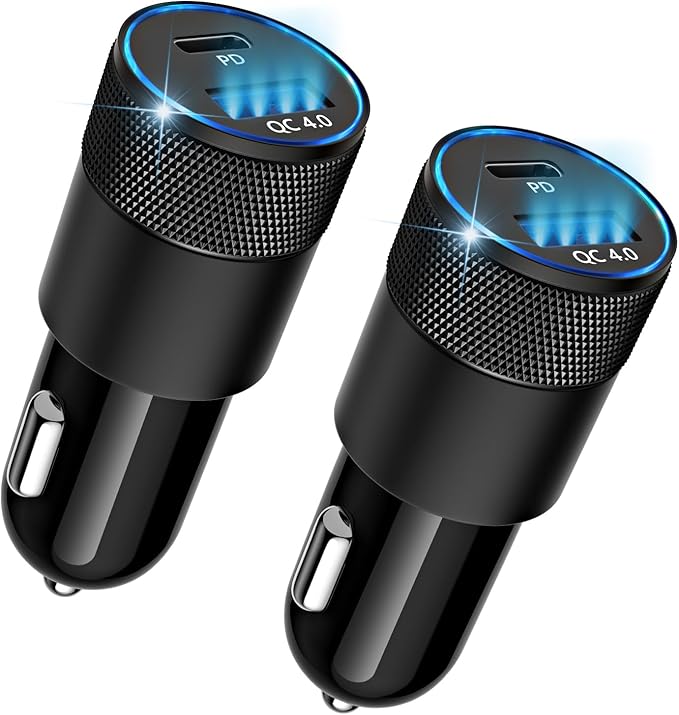 iPhone 15/16 Car Charger, 48W 2-Port Fast USB C Car Charger Cigarette Lighter Adapter, Car Accessories for iPhone 16/15/14/13/12 Series, Samsung Galaxy Series, iPad Pro, and More