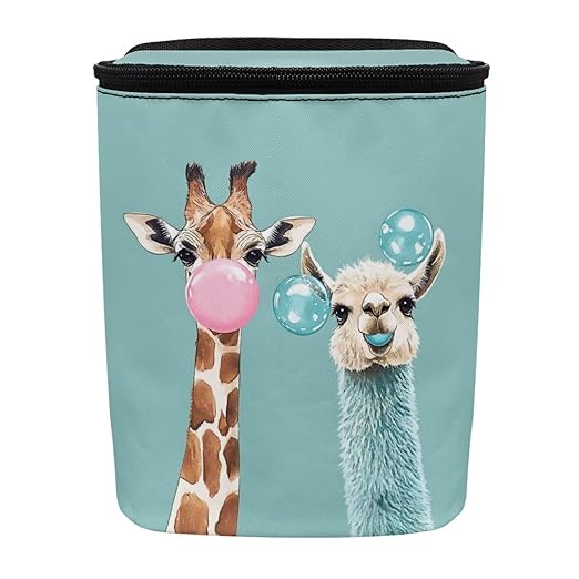 DISNIMO Giraffe Llama Car Trash Can with Lid, Car Accessories Leak-Proof Waterproof Car Garbage Bin Collapsible Portable Car Storage Organizer Trash Bag for Car SUV Trucks
