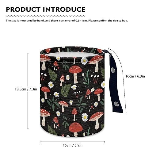 Brosoneto Mushroom Daisy Leaves Car Trash Can Collapsible Back Seat, Front Console, Floor, or Hanging Headrest Waste Basket for Car SUV Trucks