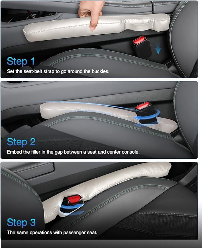 Homaupt Leather Car Seat Gap Filler Universal for Car Truck SUV to Block The Gap Between Seat and Console Stop Things from Dropping 2 Packs Beige