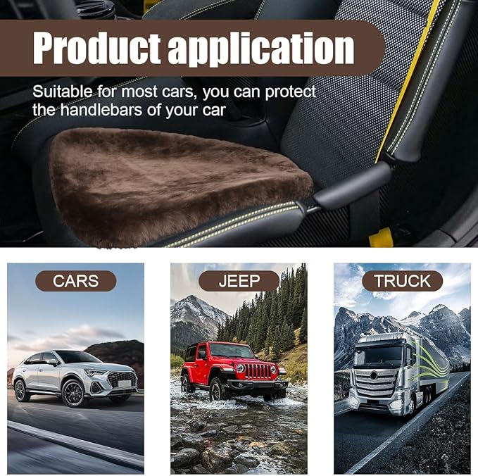Sheepskin Car Seat Cushion, Soft Comfort Winter Driver Seat Cover, Fluffy Faux Fur Front Seat Pad, Car Seat Protector Pad for Office Chair, Universal Interior Accessory for Car SUV Truck (Coffee)