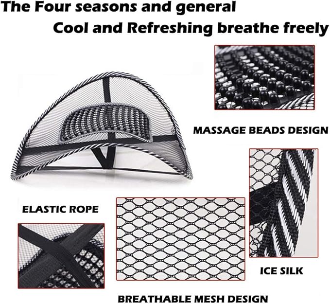 Big Ant Lumbar Support, Car Mesh Back Support with Massage Beads Ergonomic Designed for Comfort and Lower Back Pain Relief - Lumbar Back Support Cushion for Car Seat, Office Chair,Wheelchair