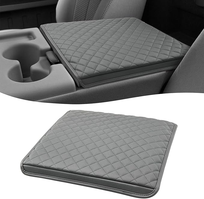 Center Console Armrest Cover for Ford F250 F350 2011 2012 2013 2014 2015 2016, Super Duty Accessories, Middle Console Protector, Arm Rest Box Pad, Vinyl Leather, Gray (Fits Jump Seat Console Only)